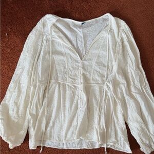 Old Navy Cream Blouse with Textured Design